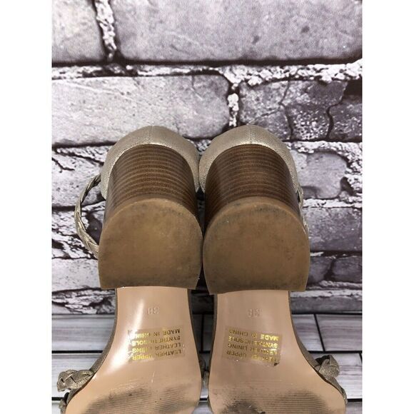 Silent D Raxiera Gold Braided Leather Block Heel Sandals Women’s Sz 38EU/7.5M US - Picture 16 of 16